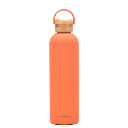 1L bamboo double wall water bottle-Orange