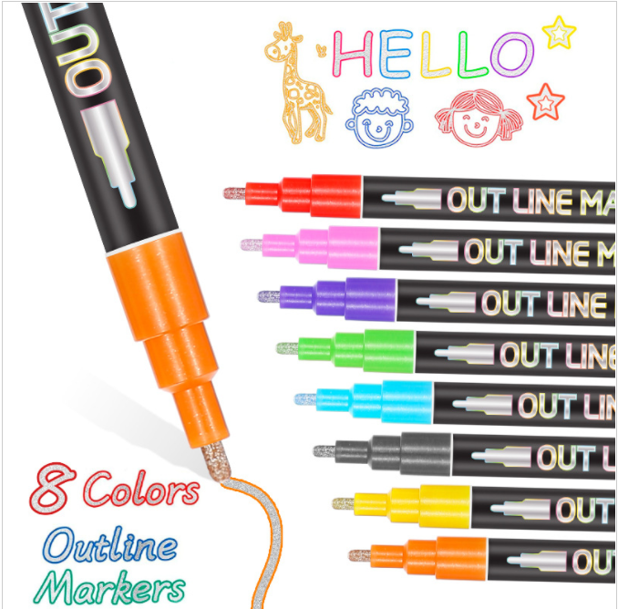 Set of 8 Colour outline markers