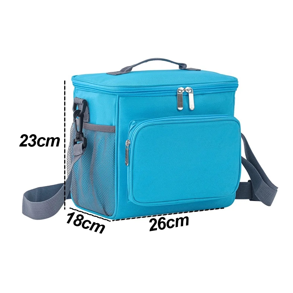 Blue Oxford Shoulder Lunch Bag