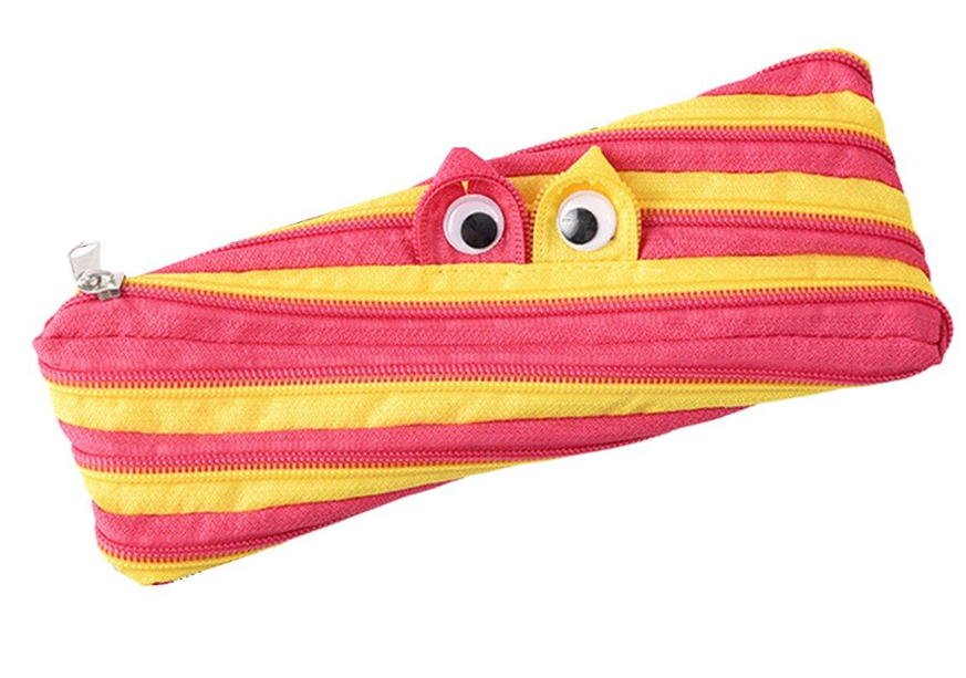 Little Monster cartoon Pencil Case-Yellow and Pink