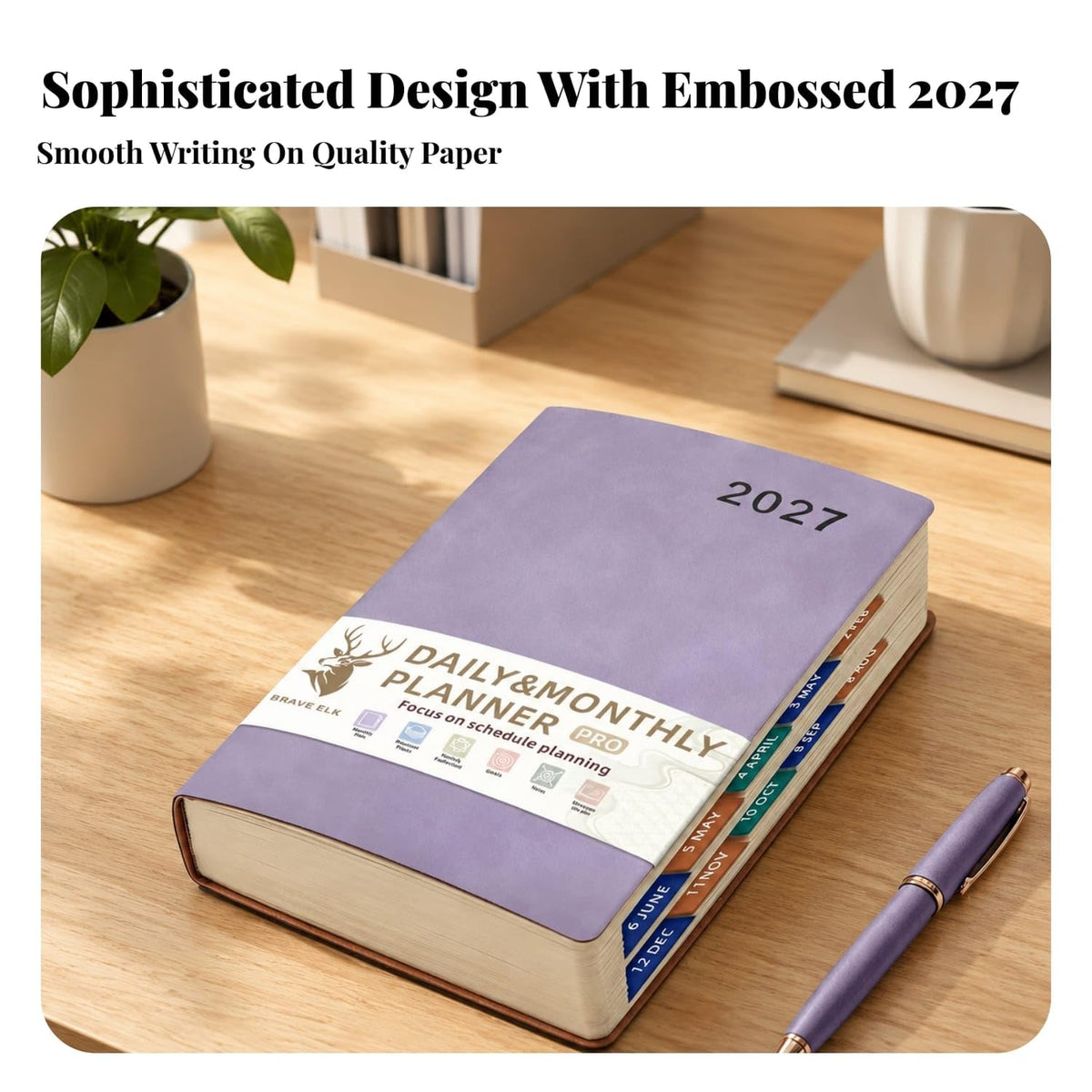 2027 A5 Schedule Planner Notebook – Daily & Monthly Planning Notepad with a pen-Purple