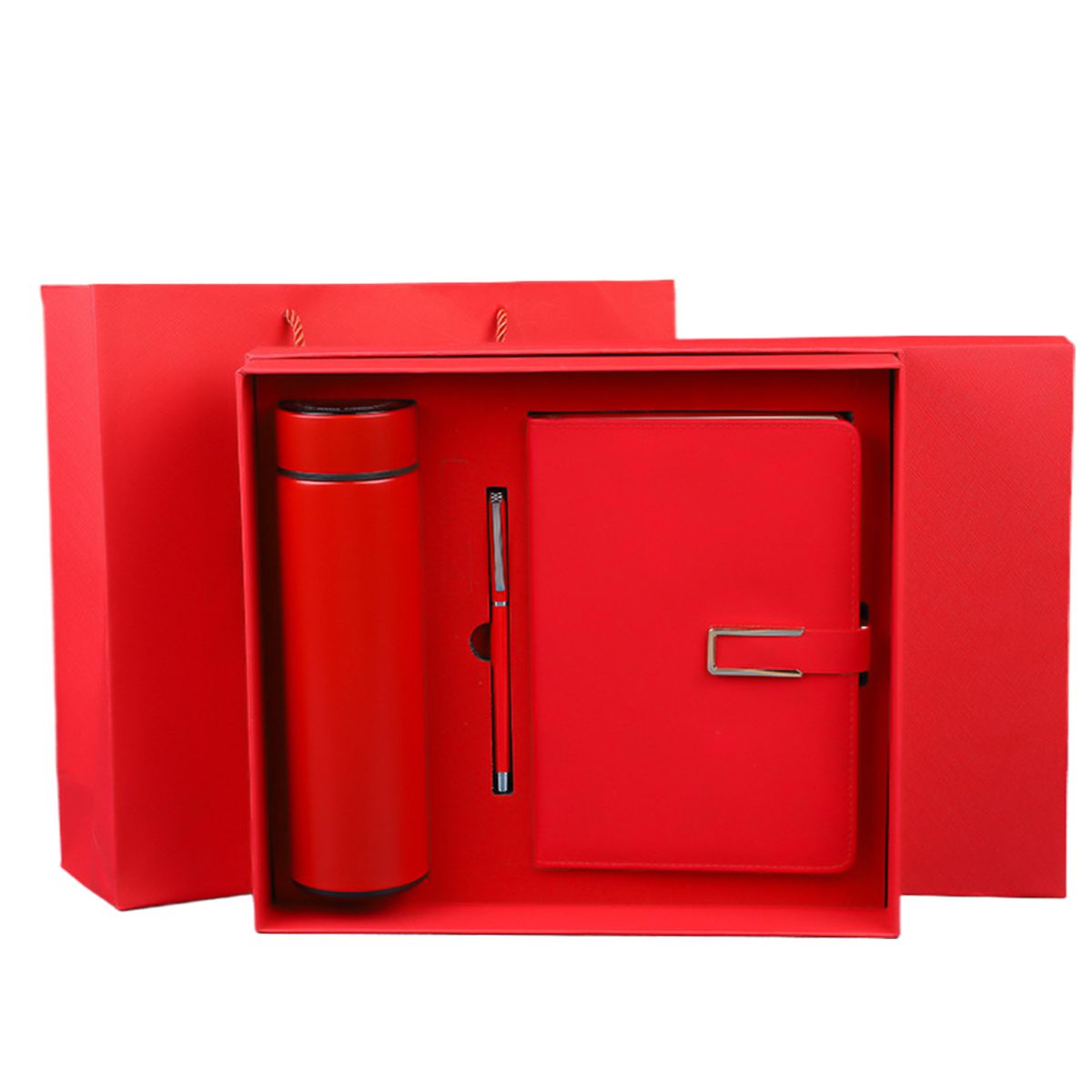 Thermos cup, notebook & a pen business gift set – Red Edition