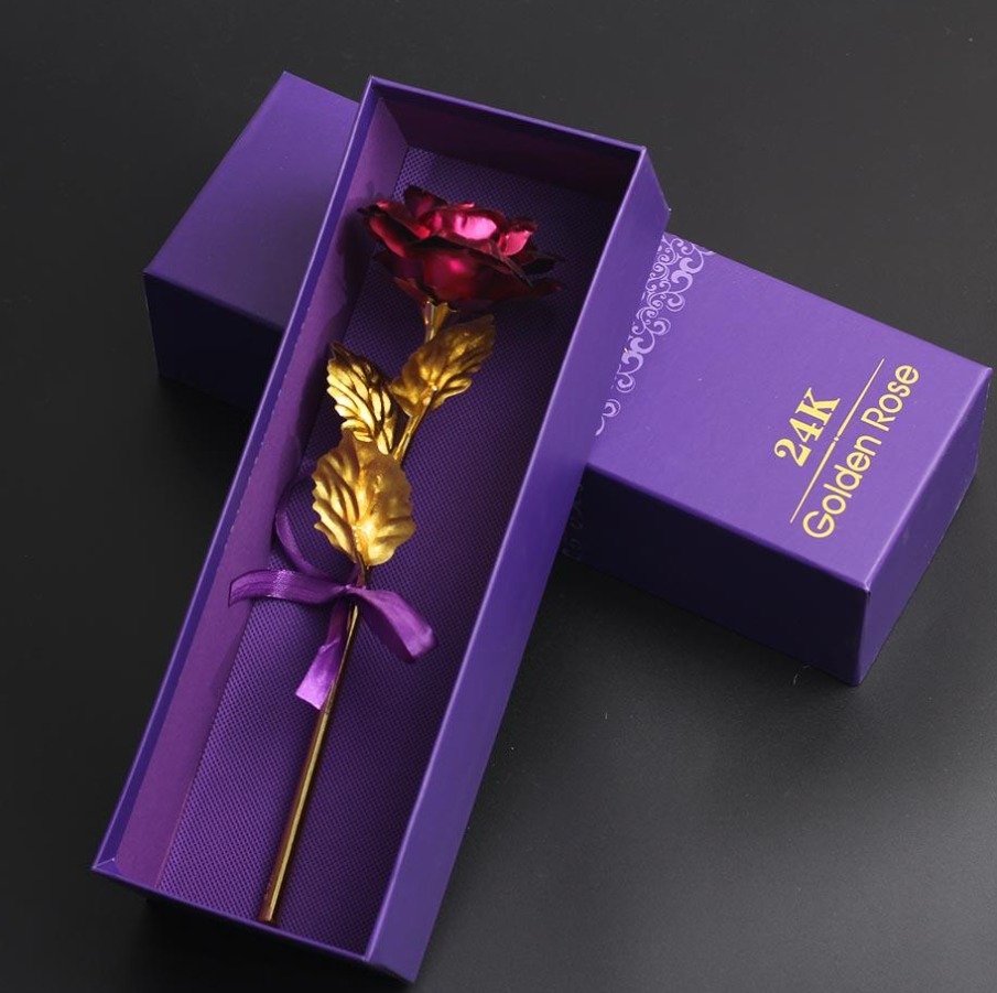24K Gold Foil Rose – Purple