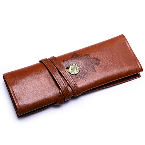 PU leather Twilight city pen bag brown